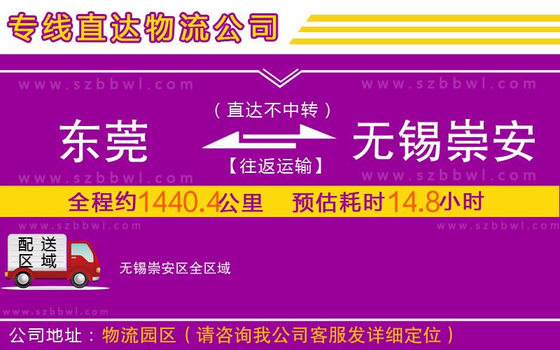 東莞到無錫崇安區(qū)物流專線