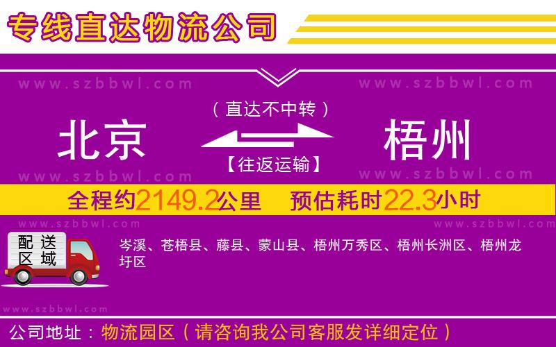 北京到梧州物流專線