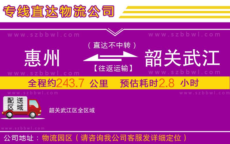 惠州到韶關(guān)武江區(qū)物流公司